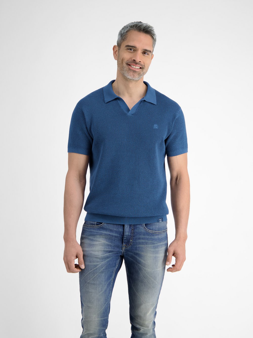 LERROS Poloshirt Herren Baumwolle blau, M