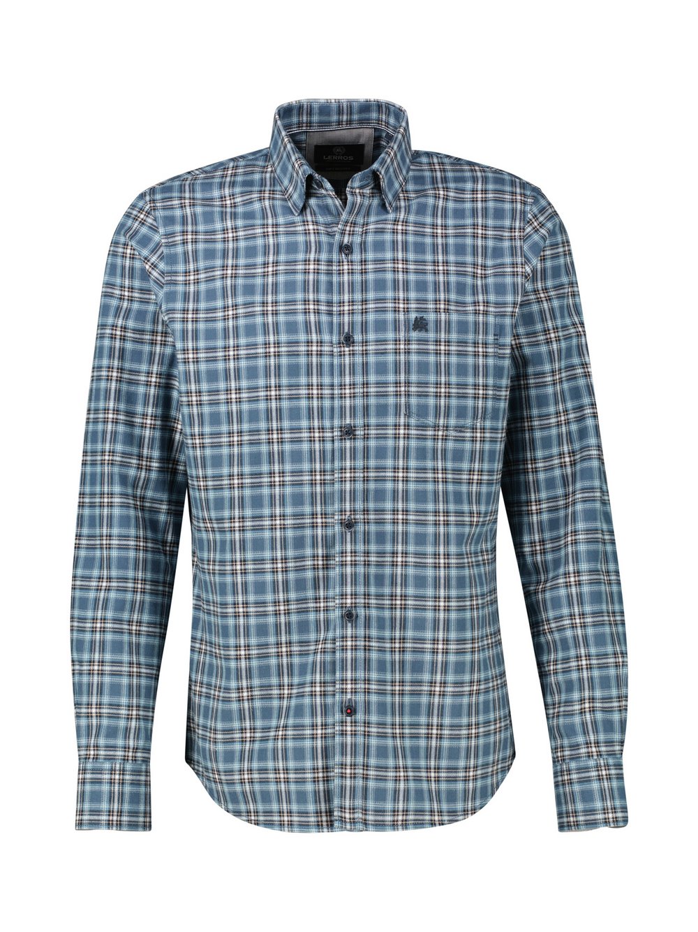 LERROS Langarmhemd Herren Regular Fit Baumwolle blau kariert, 4XL