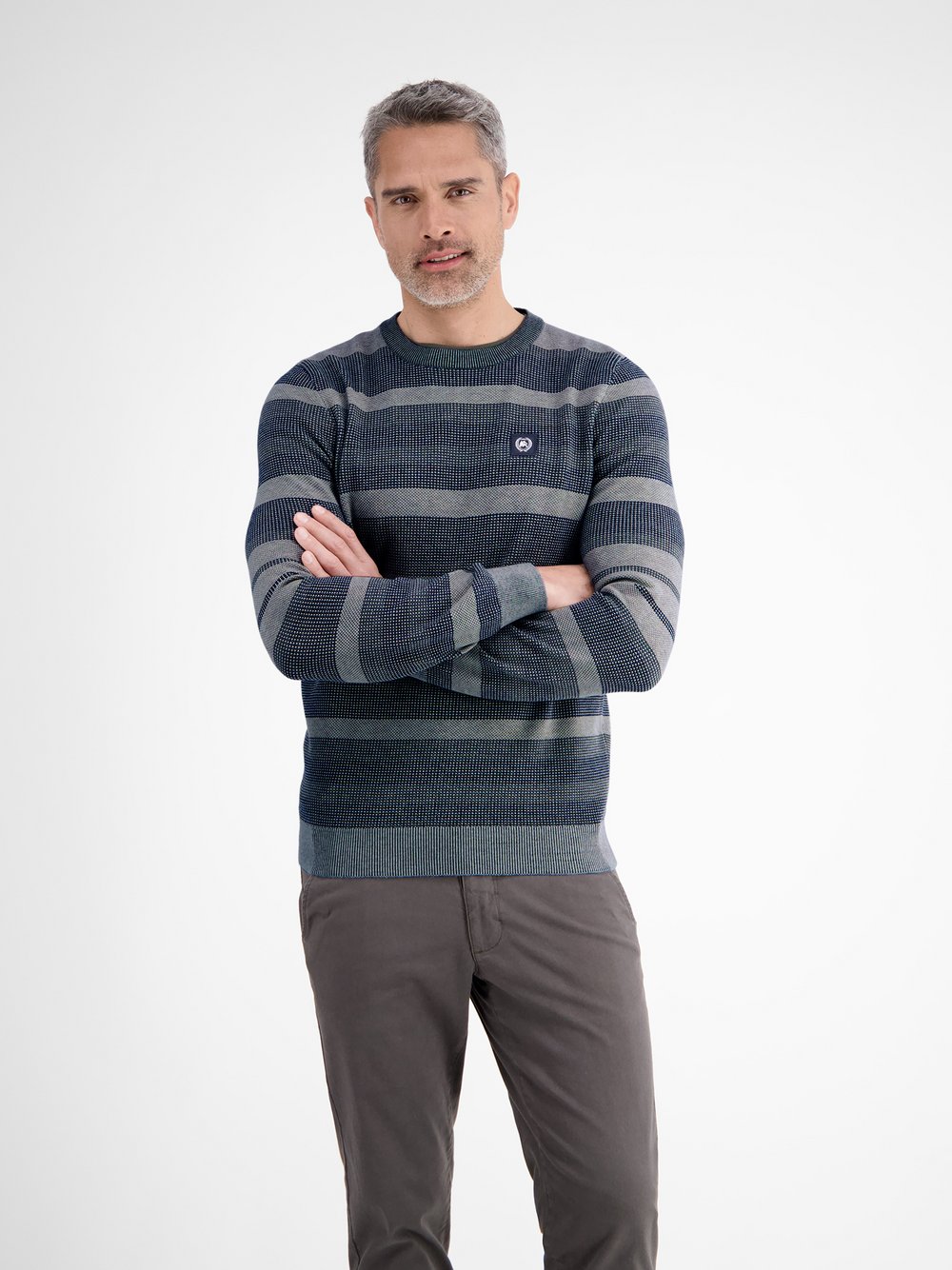 LERROS Strickpullover Herren Baumwolle blau gestreift, L