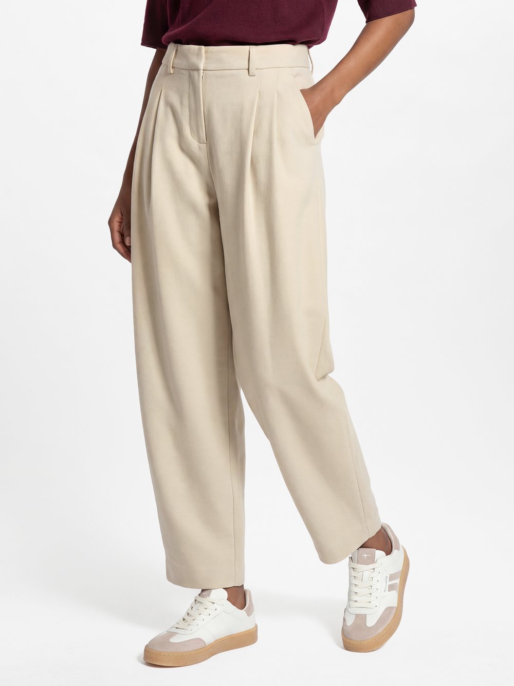 VAN GRAAF Msch Copenhagen Damen Beige Bundfaltenhose Extra Klein
