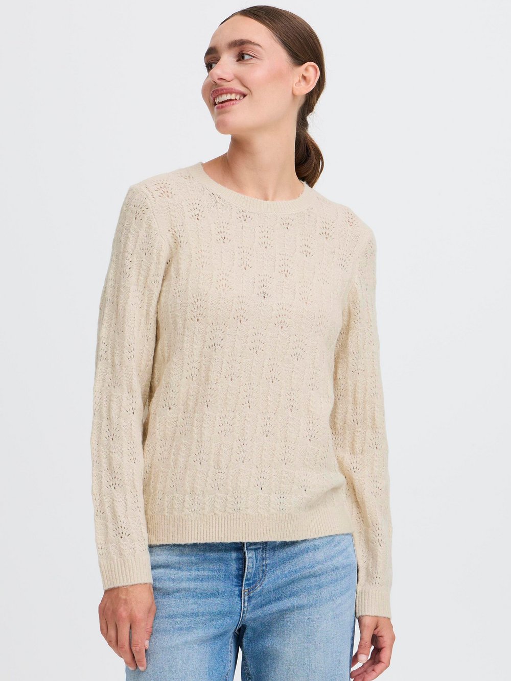 OXMO Strickpullover Damen Stretch beige, XXL
