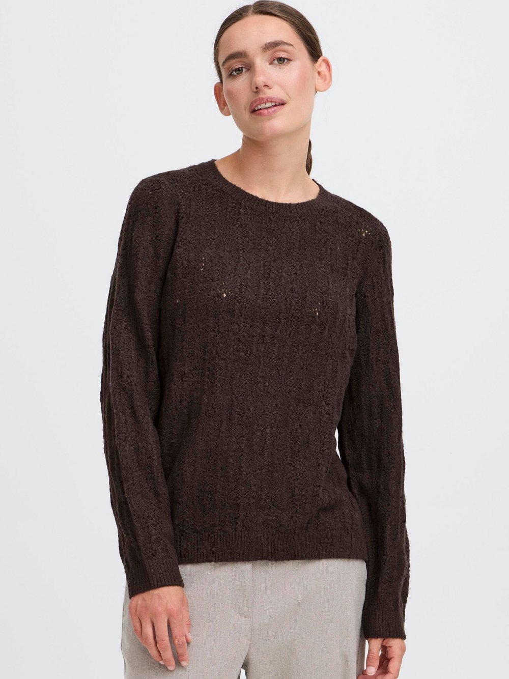 OXMO Strickpullover Damen Stretch braun, S