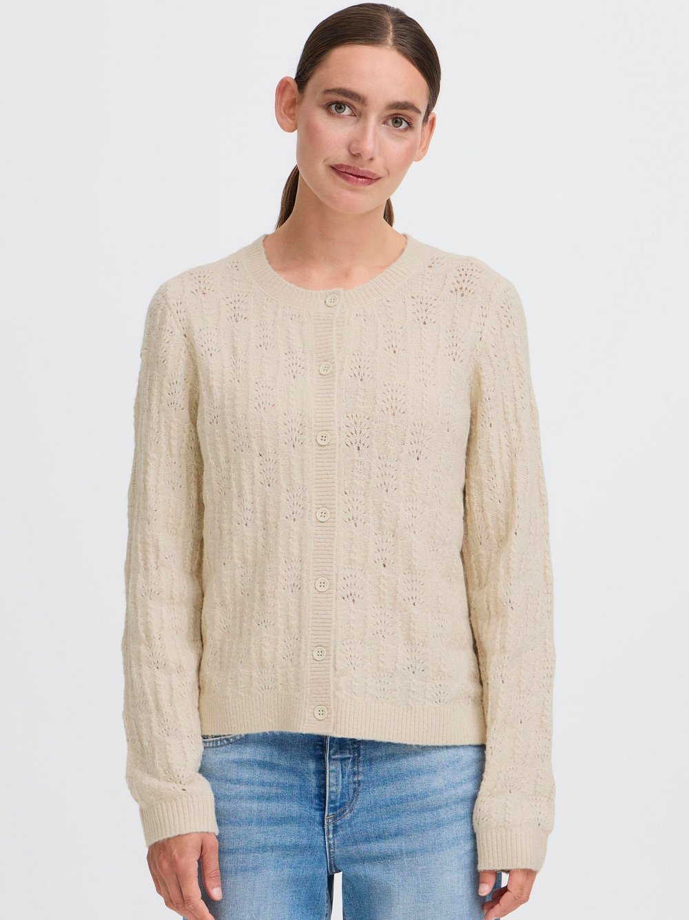 OXMO Strickjacke Damen Stretch beige, M