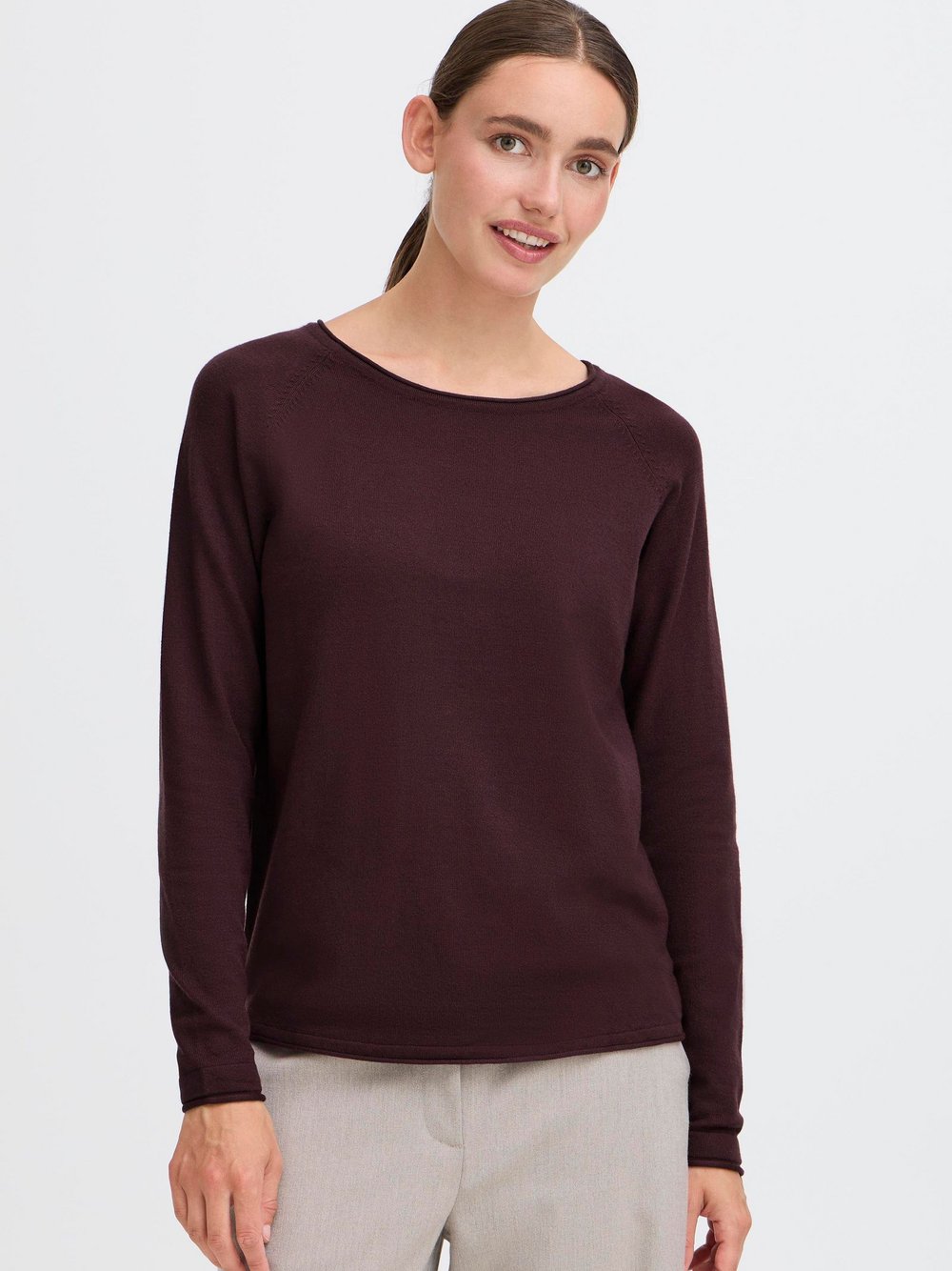 OXMO Strickpullover Damen Viskose braun, L