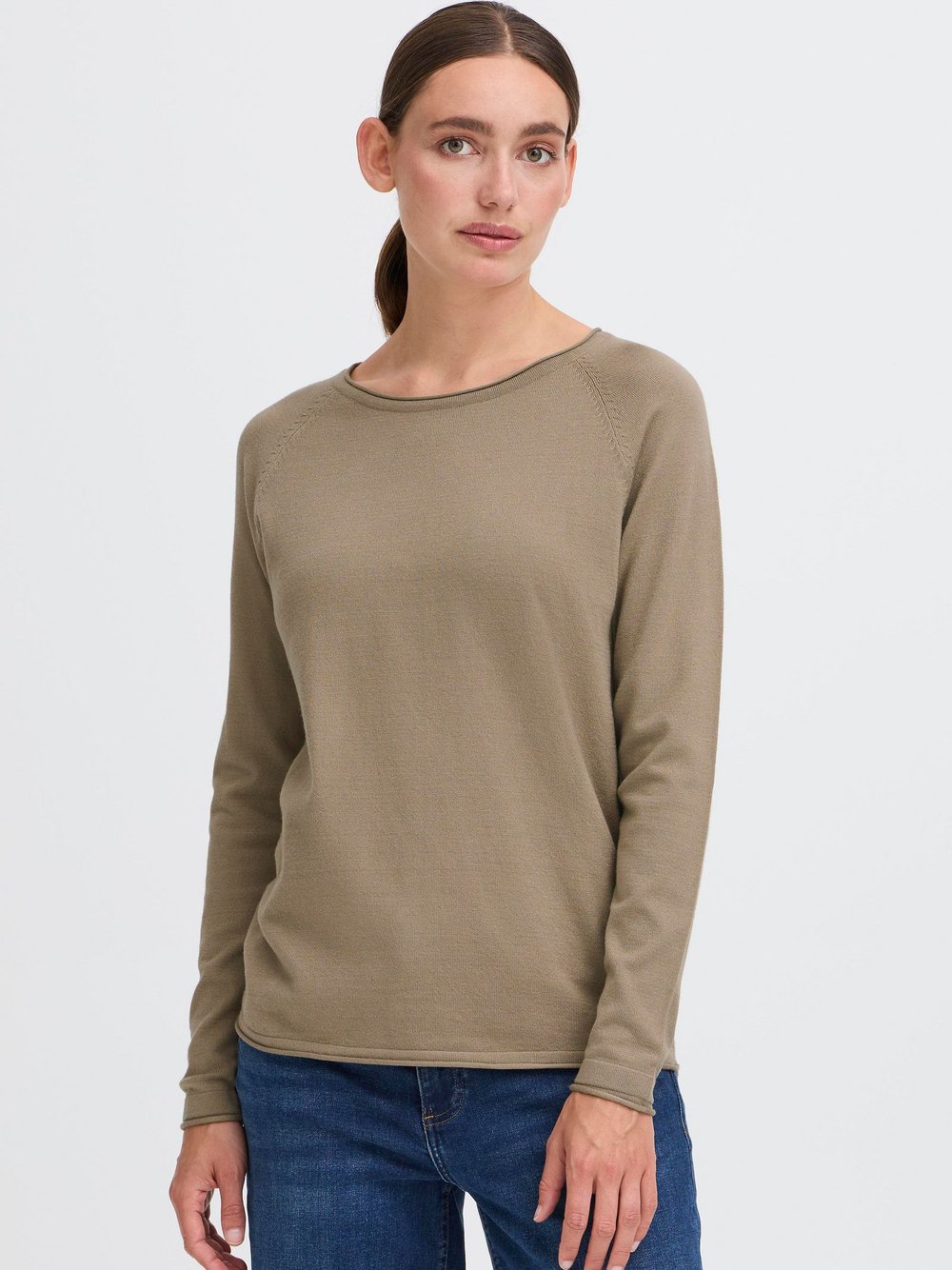OXMO Strickpullover Damen Viskose beige, XXL