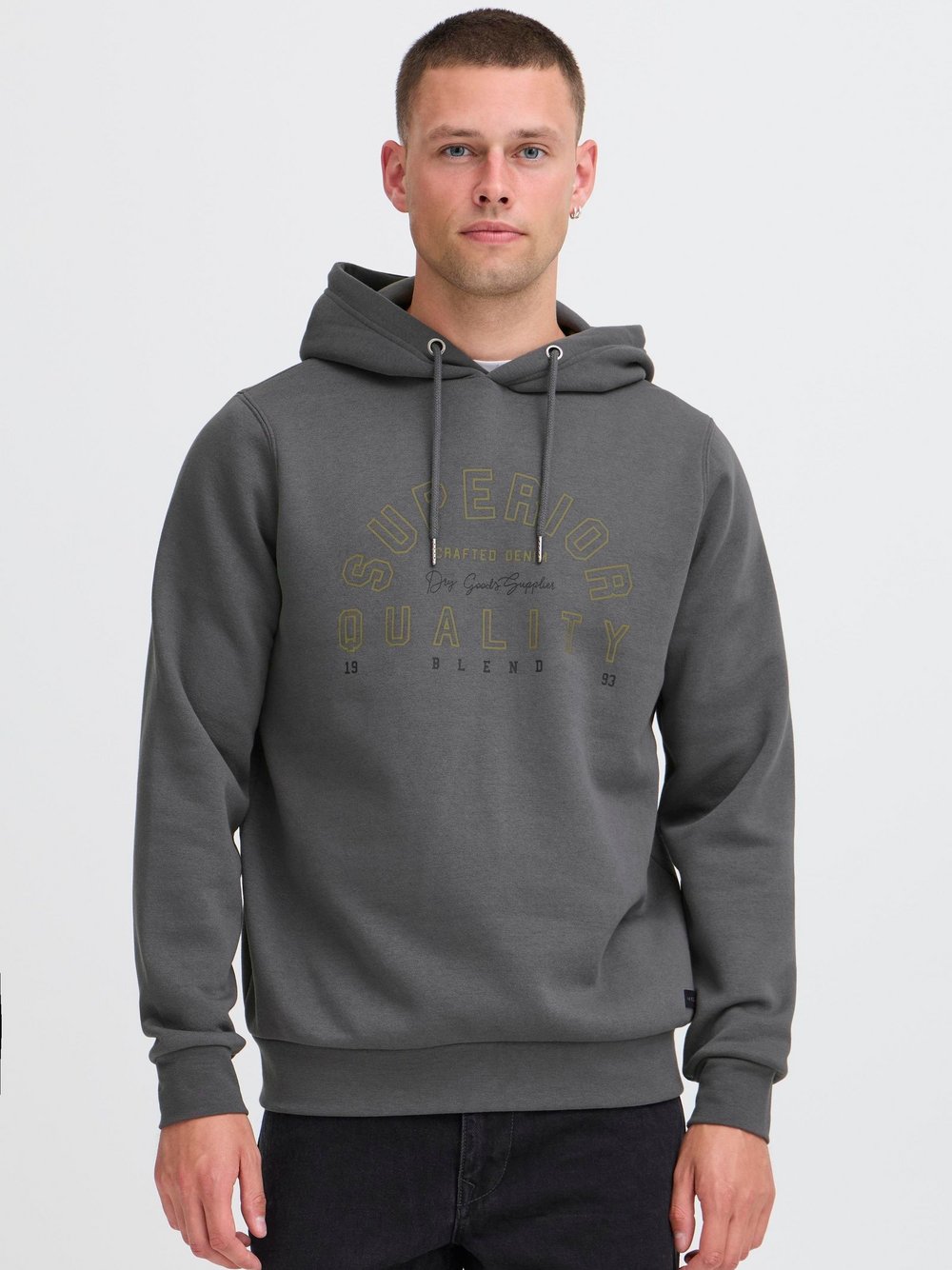 BLEND Hoodie Herren grau bedruckt, M