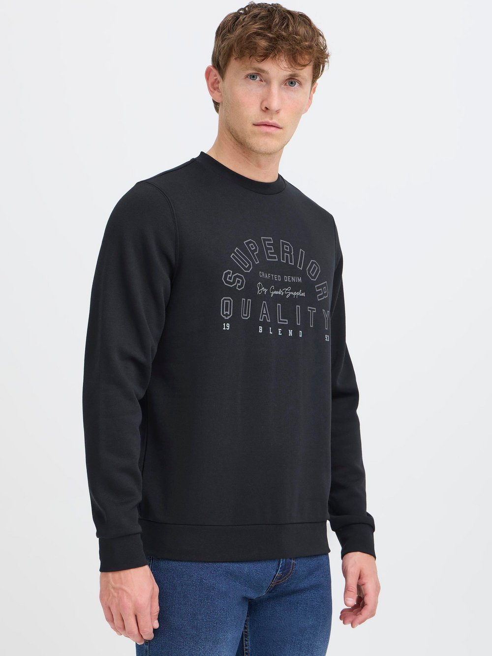 BLEND Sweater Herren schwarz bedruckt, S
