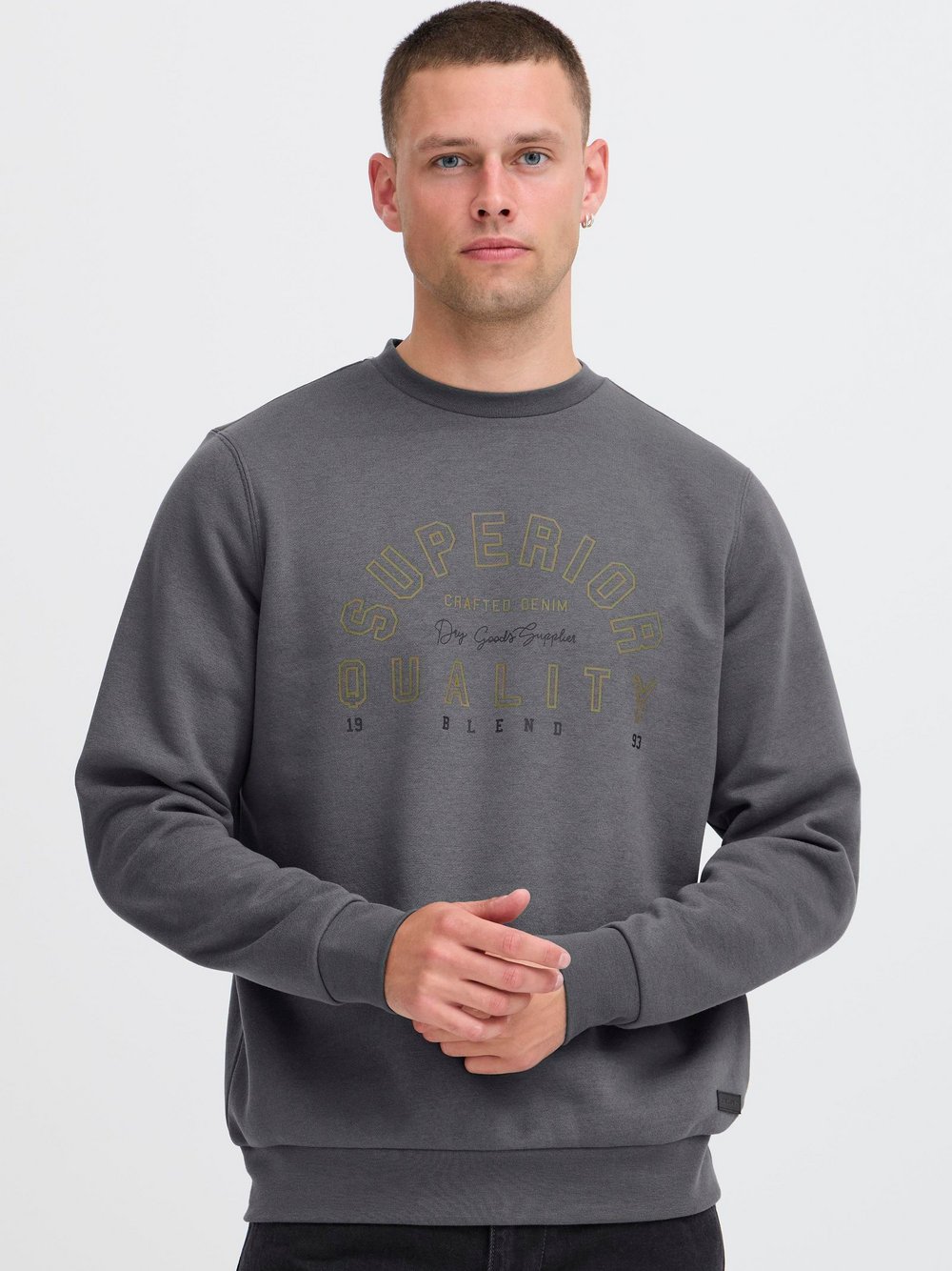 BLEND Sweater Herren grau bedruckt, L