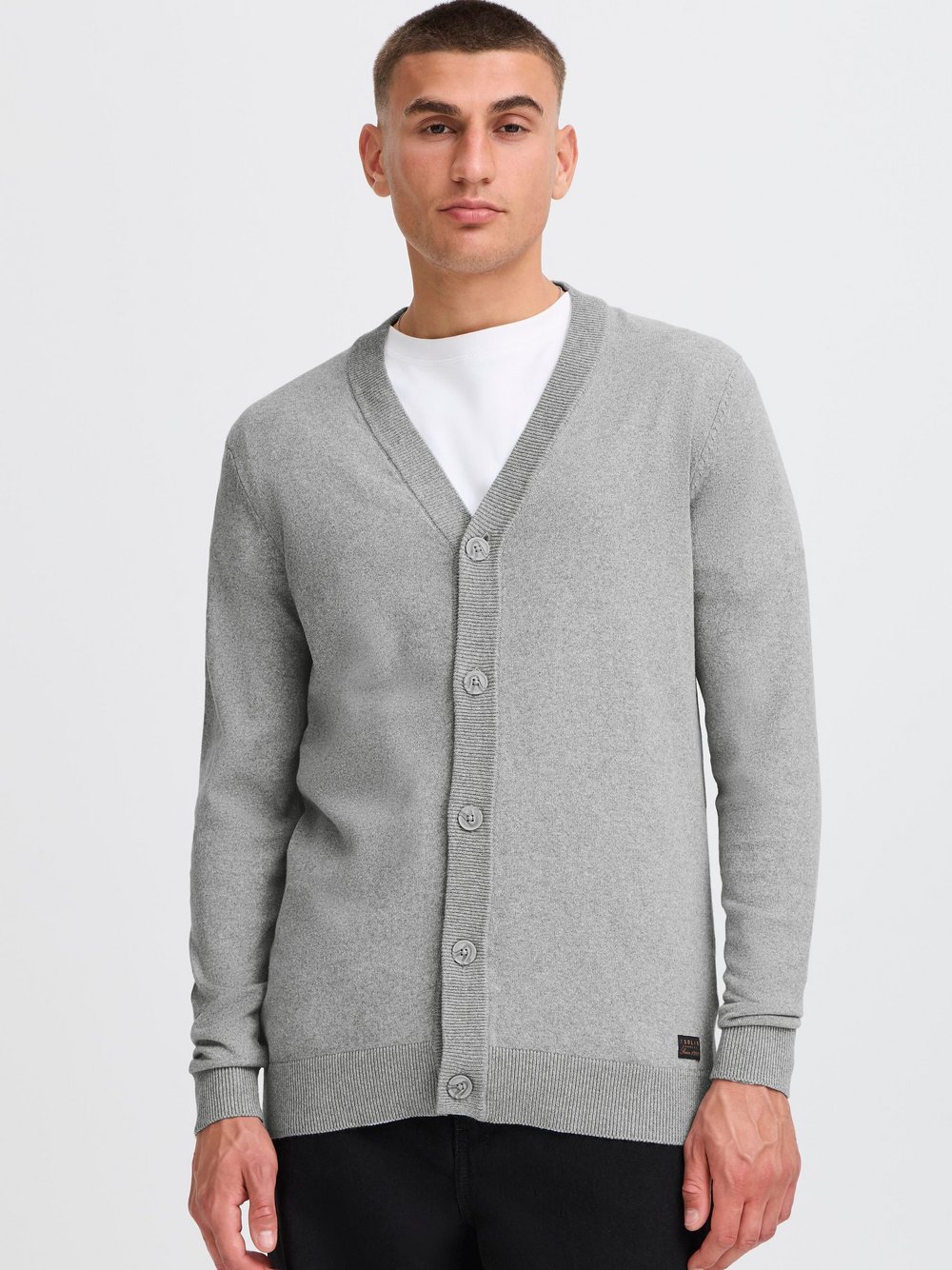 Solid Strickjacke Herren Baumwolle grau, XXXL