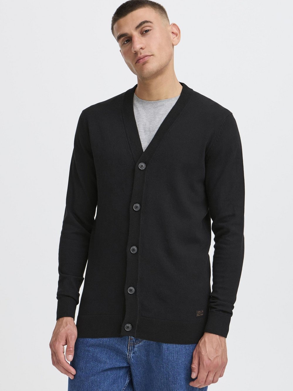 Solid Strickjacke Herren Baumwolle schwarz, S