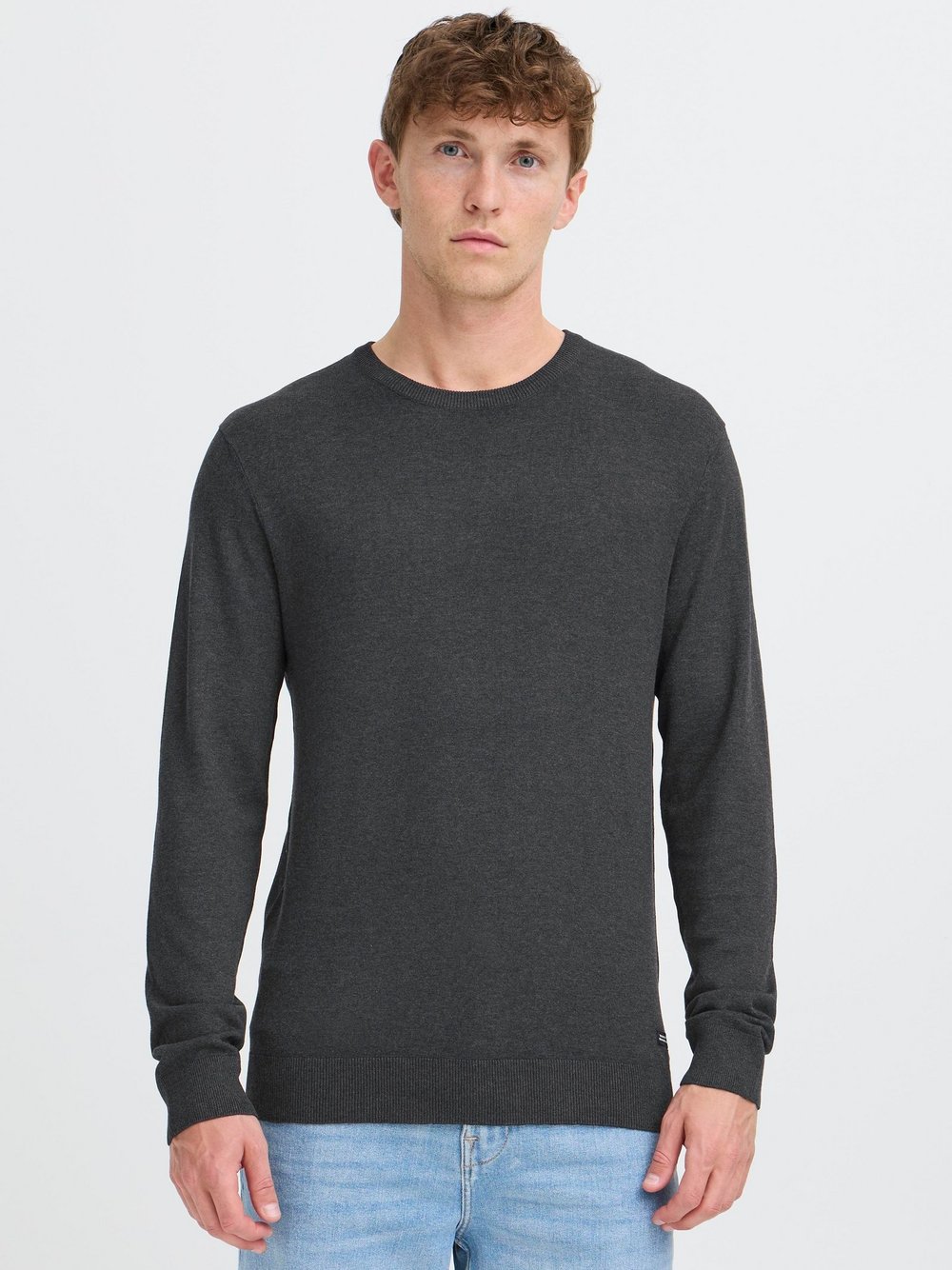 BLEND Strickpullover Herren Viskose grau meliert, L