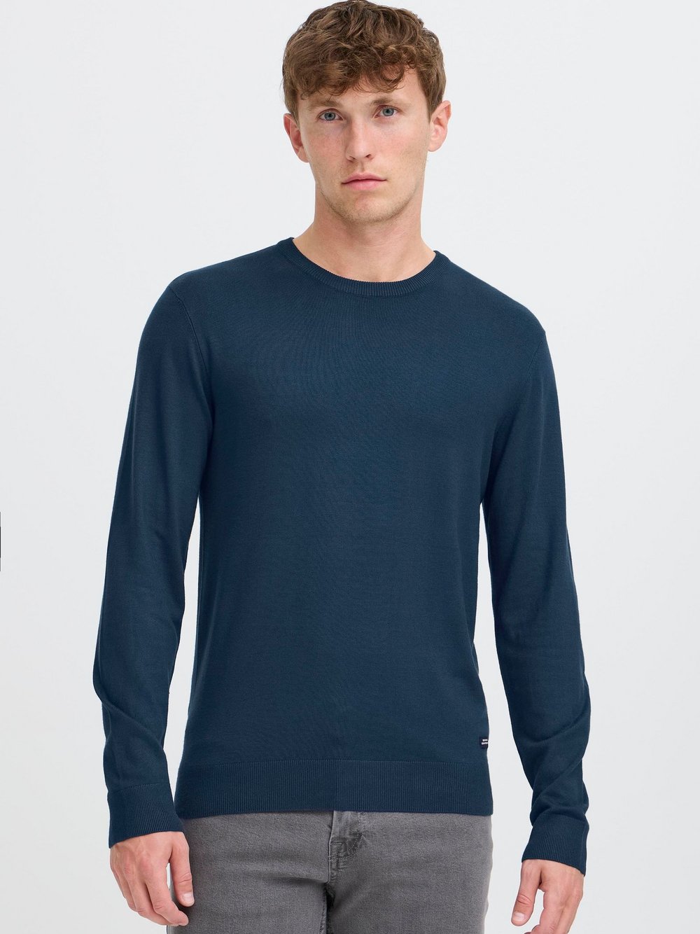 BLEND Strickpullover Herren Viskose blau meliert, L