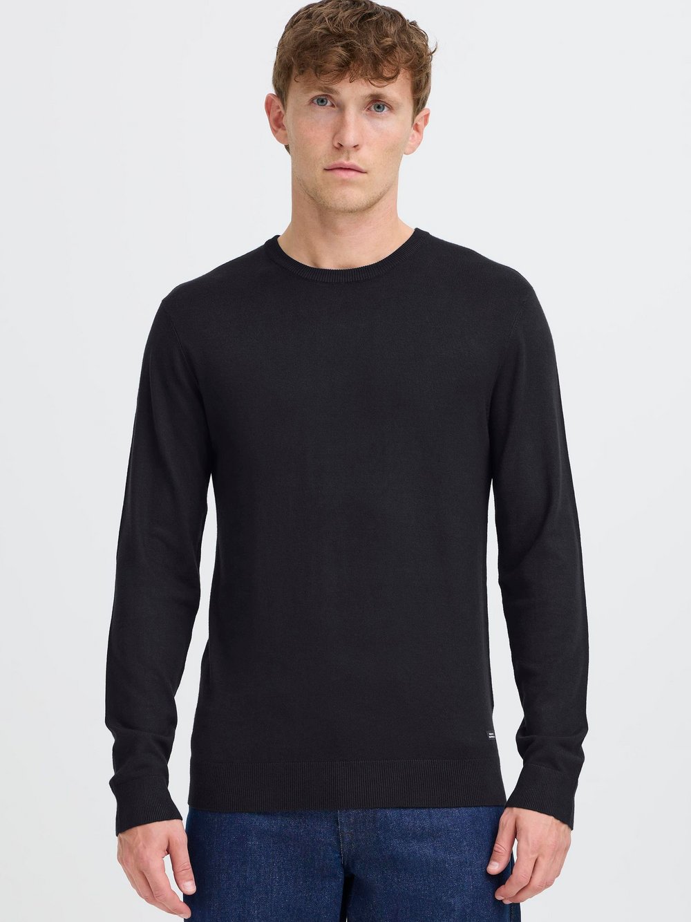 BLEND Strickpullover Herren Viskose schwarz meliert, S