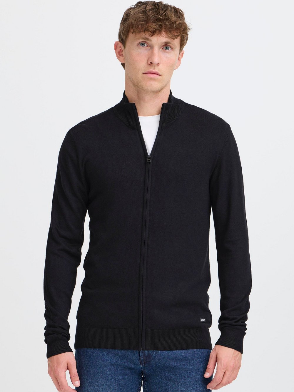 BLEND Strickjacke Herren Viskose schwarz meliert, M