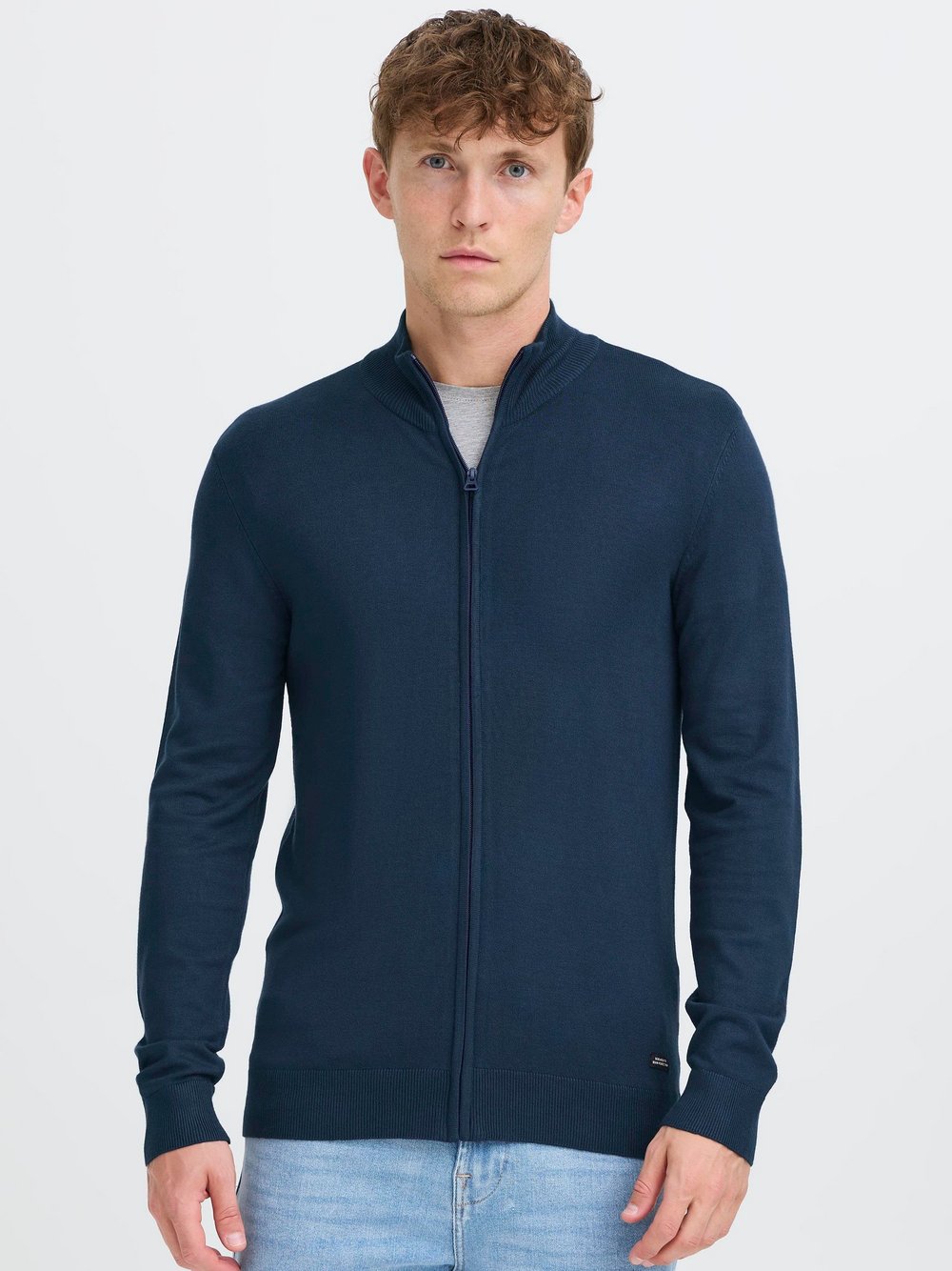 BLEND Strickjacke Herren Viskose blau meliert, XXXL