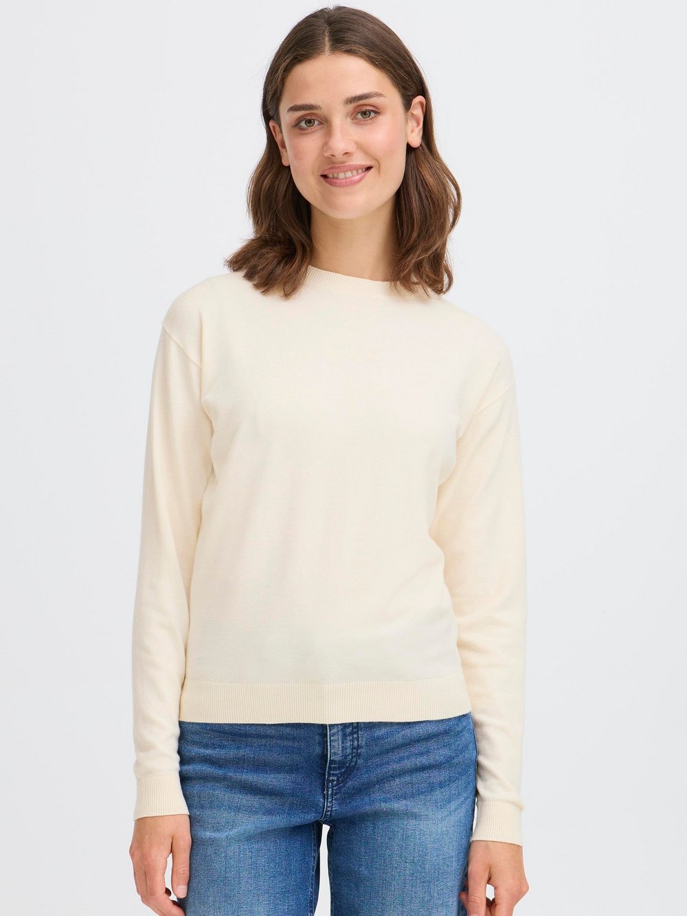 OXMO Strickpullover Damen Viskose beige, S