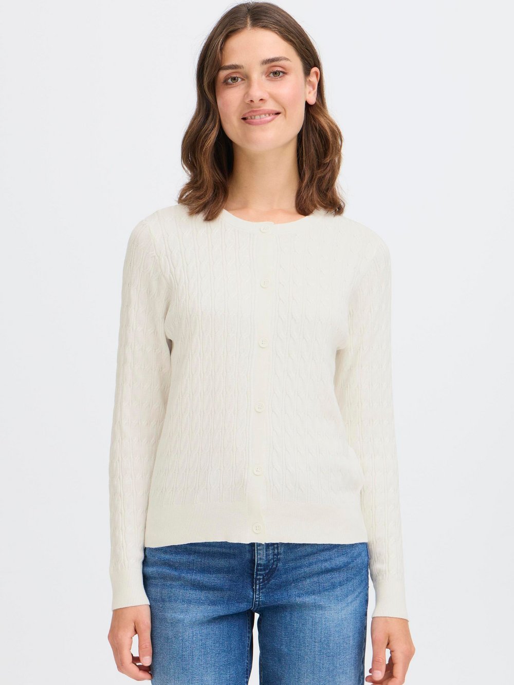 OXMO Strickjacke Damen Viskose weiß, XS