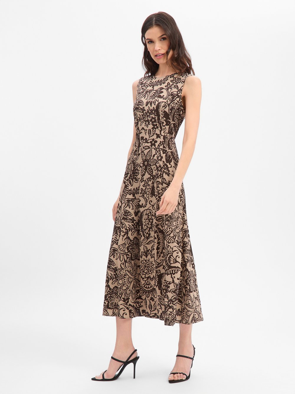 VAN GRAAF Marc O'polo Damen Melange Maxikleid Viskose (100%) Braun, Größe 36