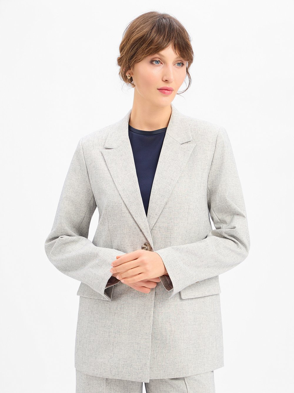 Y.A.S Blazer mit Leinen-Anteil Damen grau meliert, 40