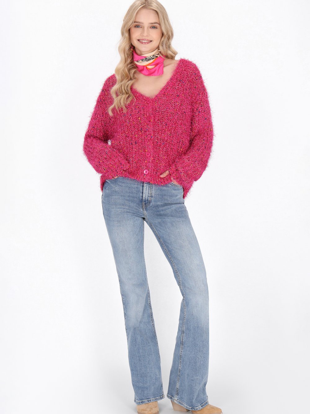 IZIA Strickjacke Damen lila meliert, XL/XXL