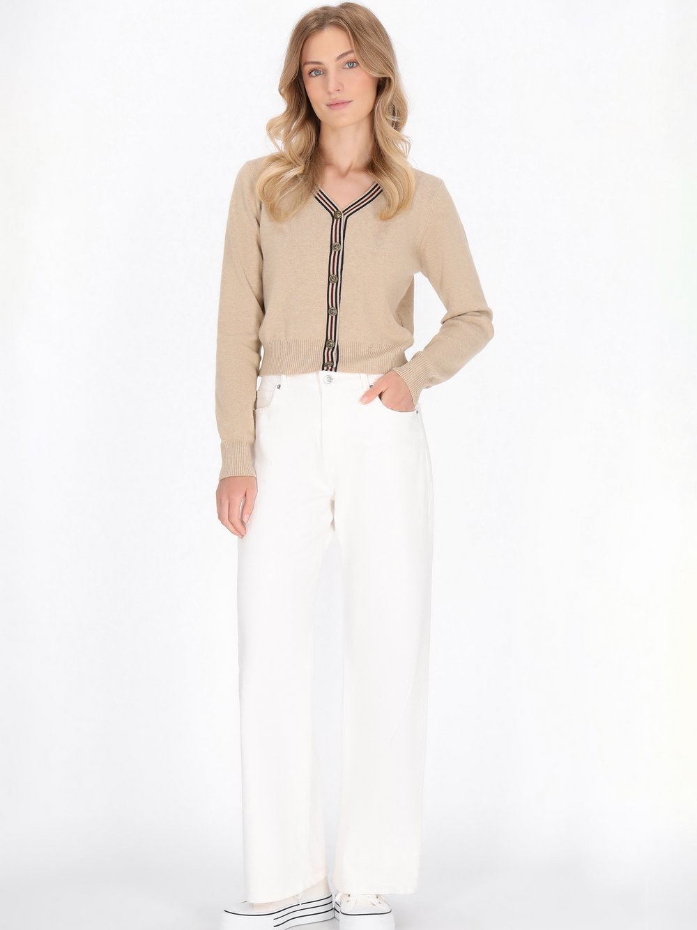 Dreimaster Strickjacke Damen Viskose beige, M/L