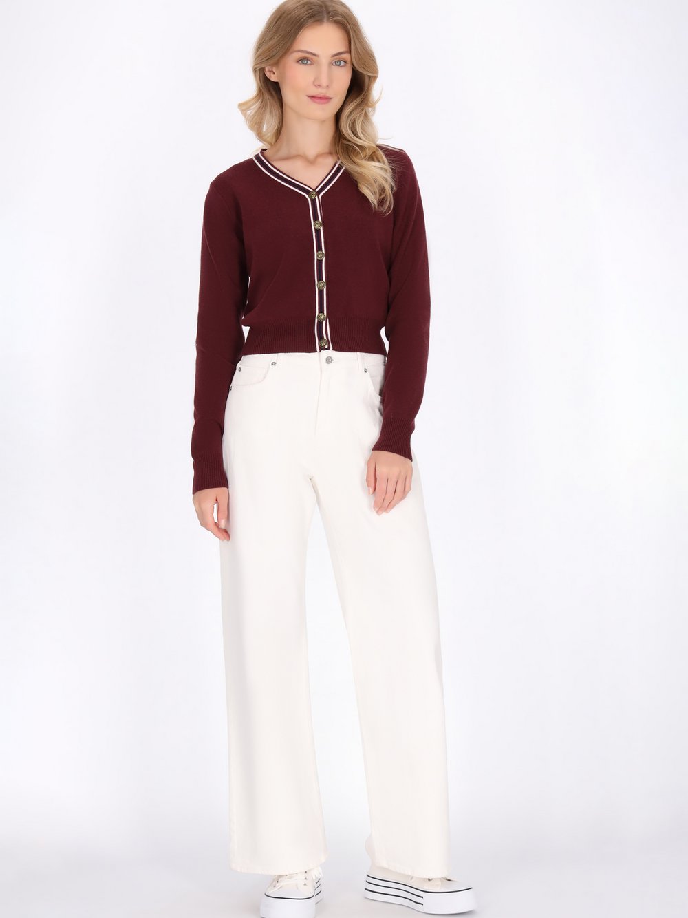 Dreimaster Strickjacke Damen Viskose rot, XL/XXL