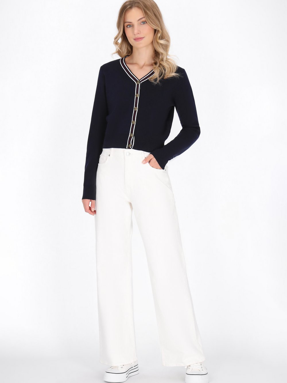 Dreimaster Strickjacke Damen Viskose blau, XL/XXL