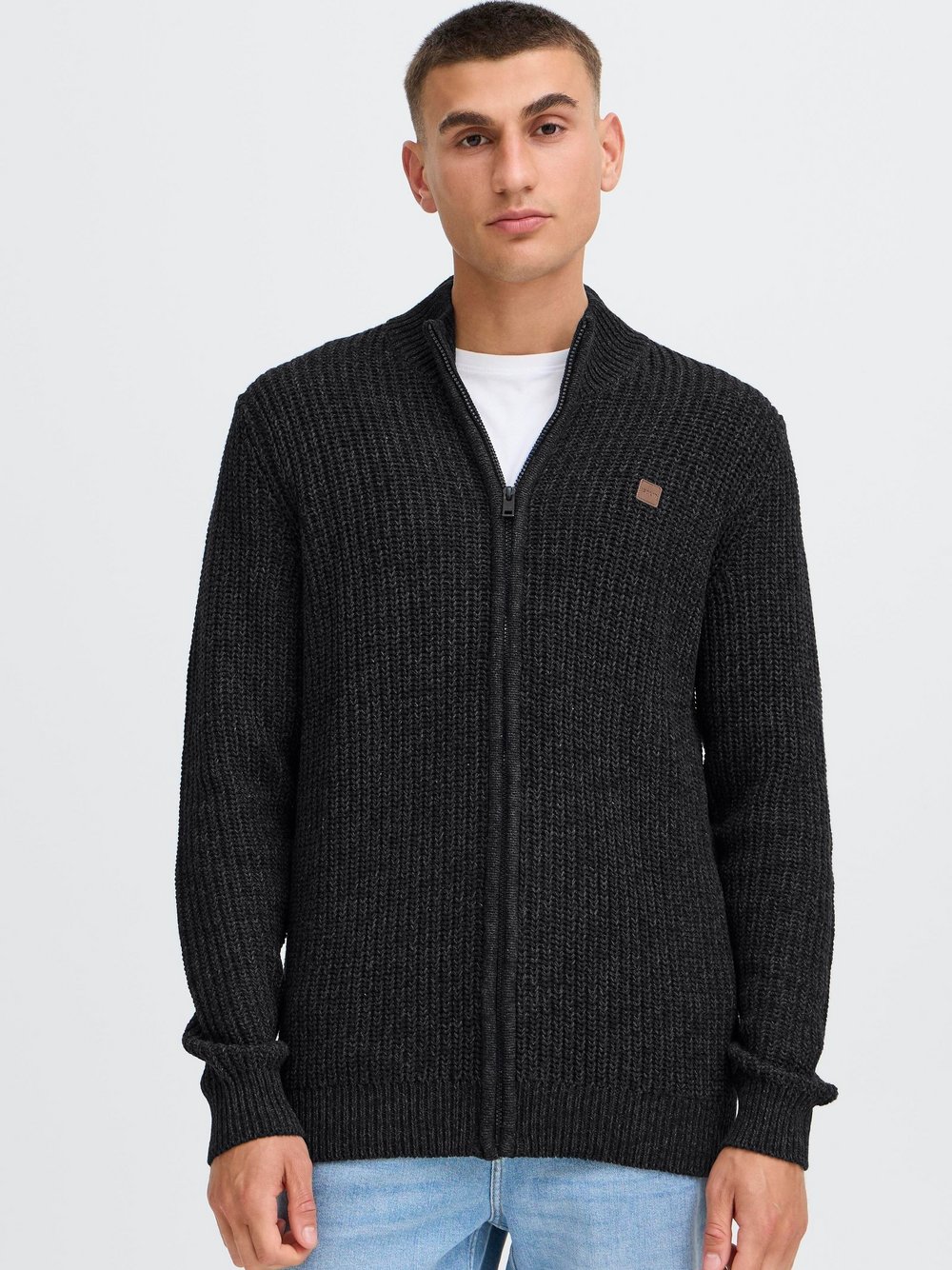 Thumbnail - Solid Strickjacke Herren Baumwolle grau meliert, XL