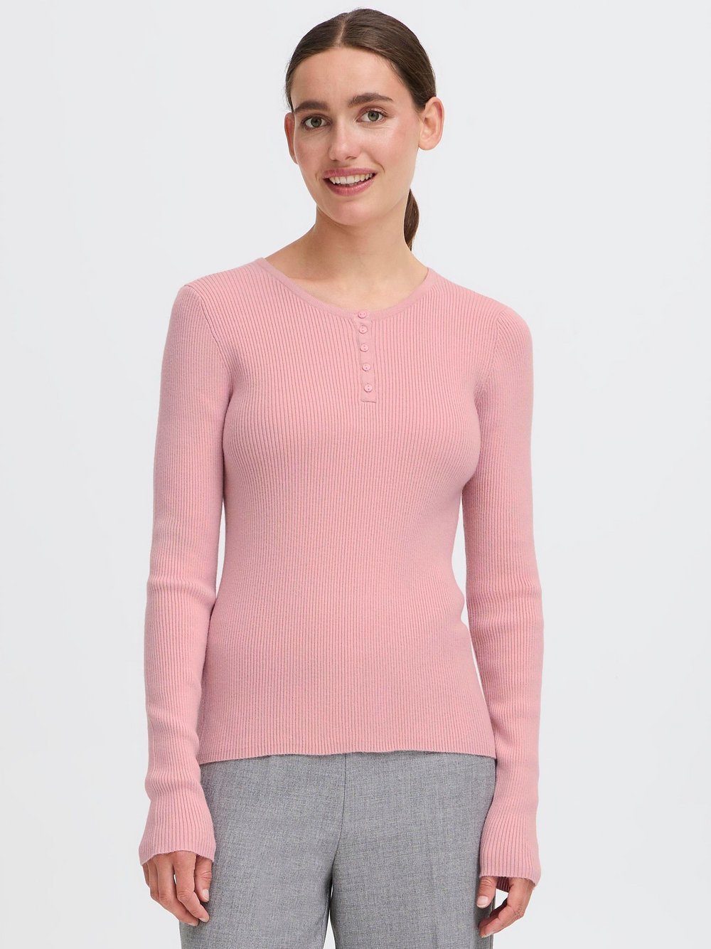 OXMO Langarmshirt Damen Viskose rosa, S