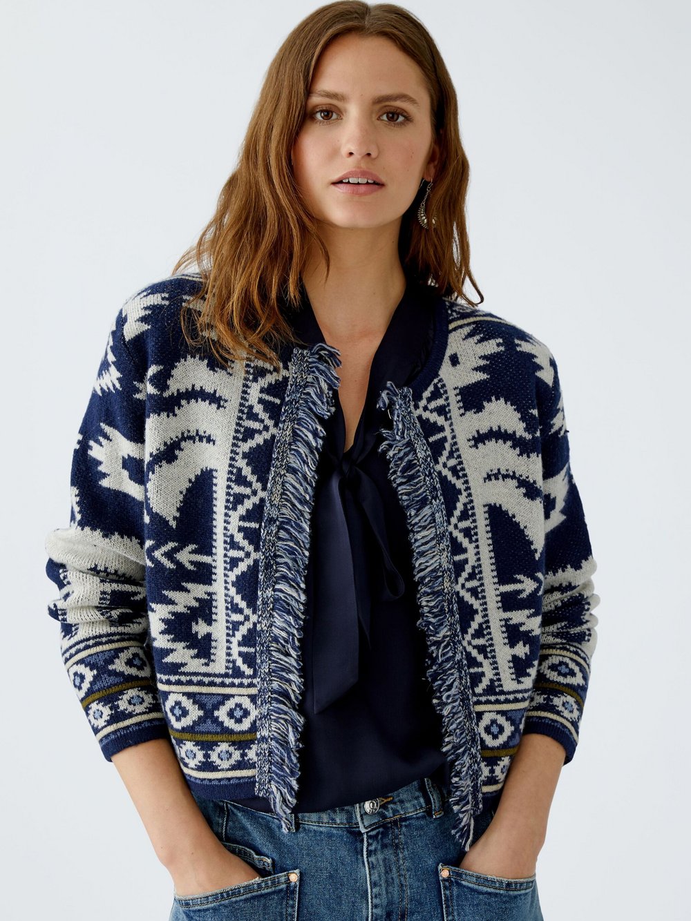 Oui Strickjacke Damen Polyamid blau, 44