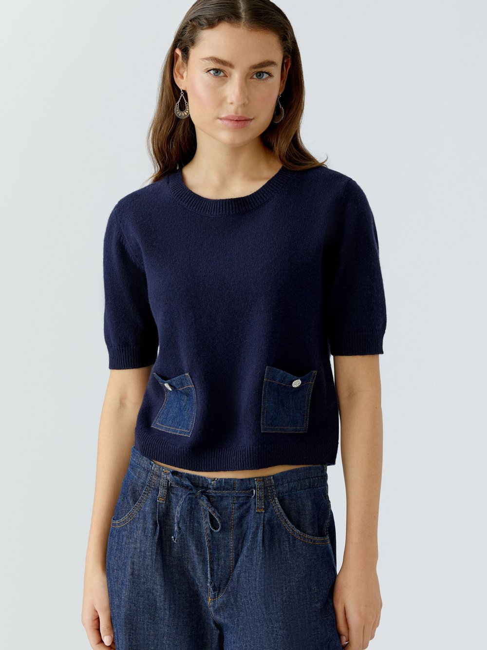 Thumbnail - Oui Pullover Damen Wolle blau, 36