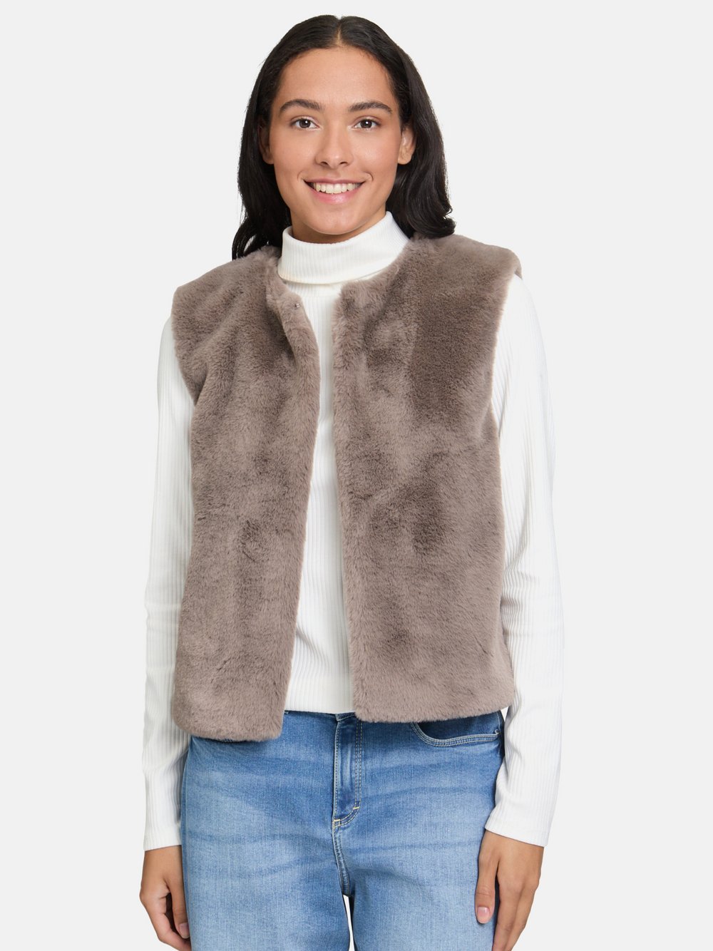 Cartoon Fake Fur-Weste Damen braun, 42
