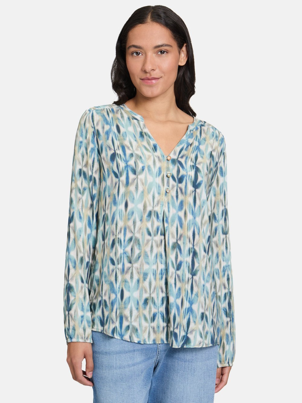 Cartoon Casual-Bluse Damen Viskose blau gemustert, 34