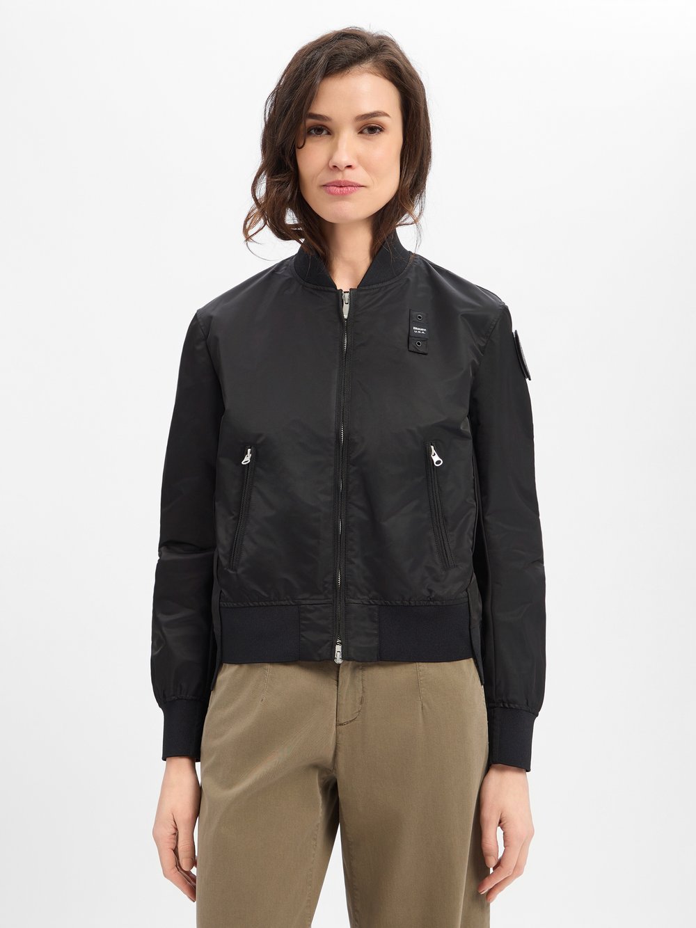 Blauer Blouson Damen Polyamid schwarz, S