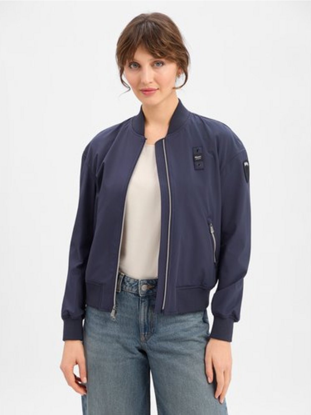 Blauer Blouson Damen Polyamid blau, L