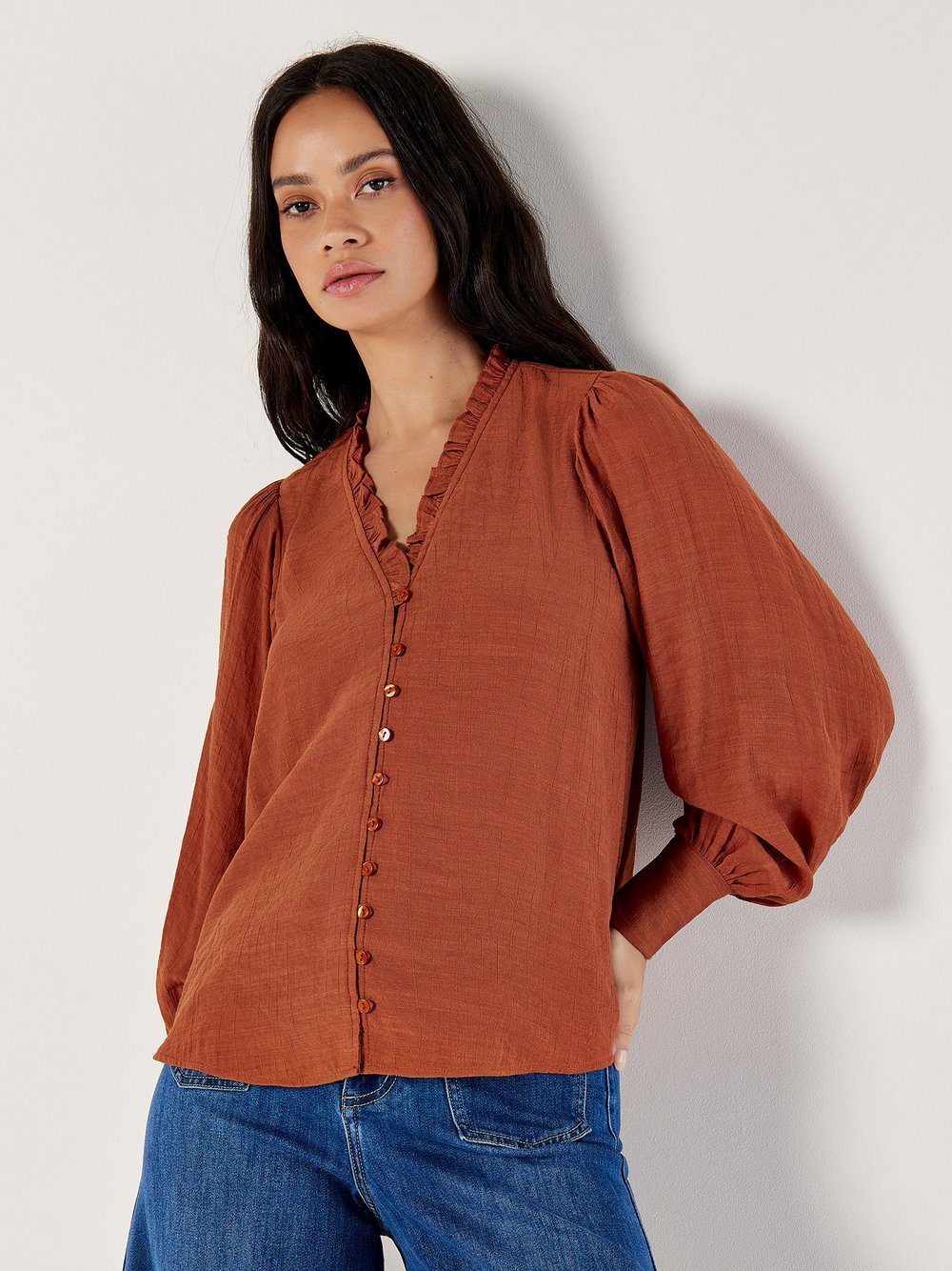 Apricot Bluse Damen Viskose braun, 36