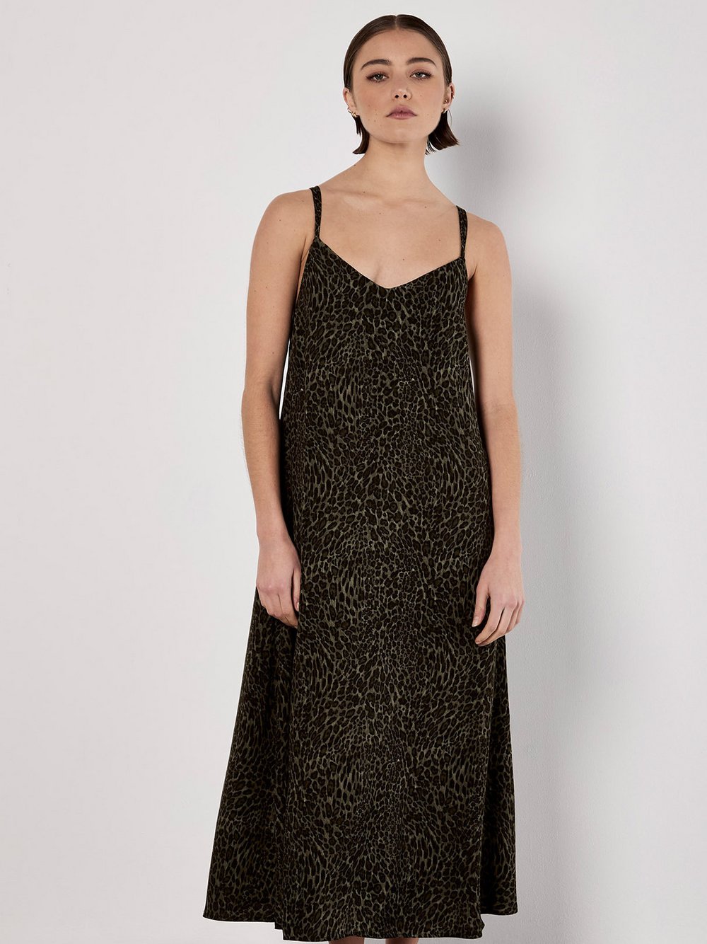 Apricot Maxikleid Damen Viskose grün bedruckt, 36