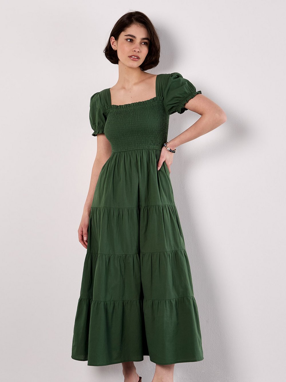 Apricot Midikleid Damen Baumwolle grün, 38