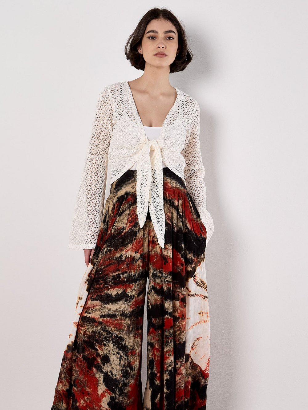 Apricot Hose Damen Viskose grün gemustert, 36