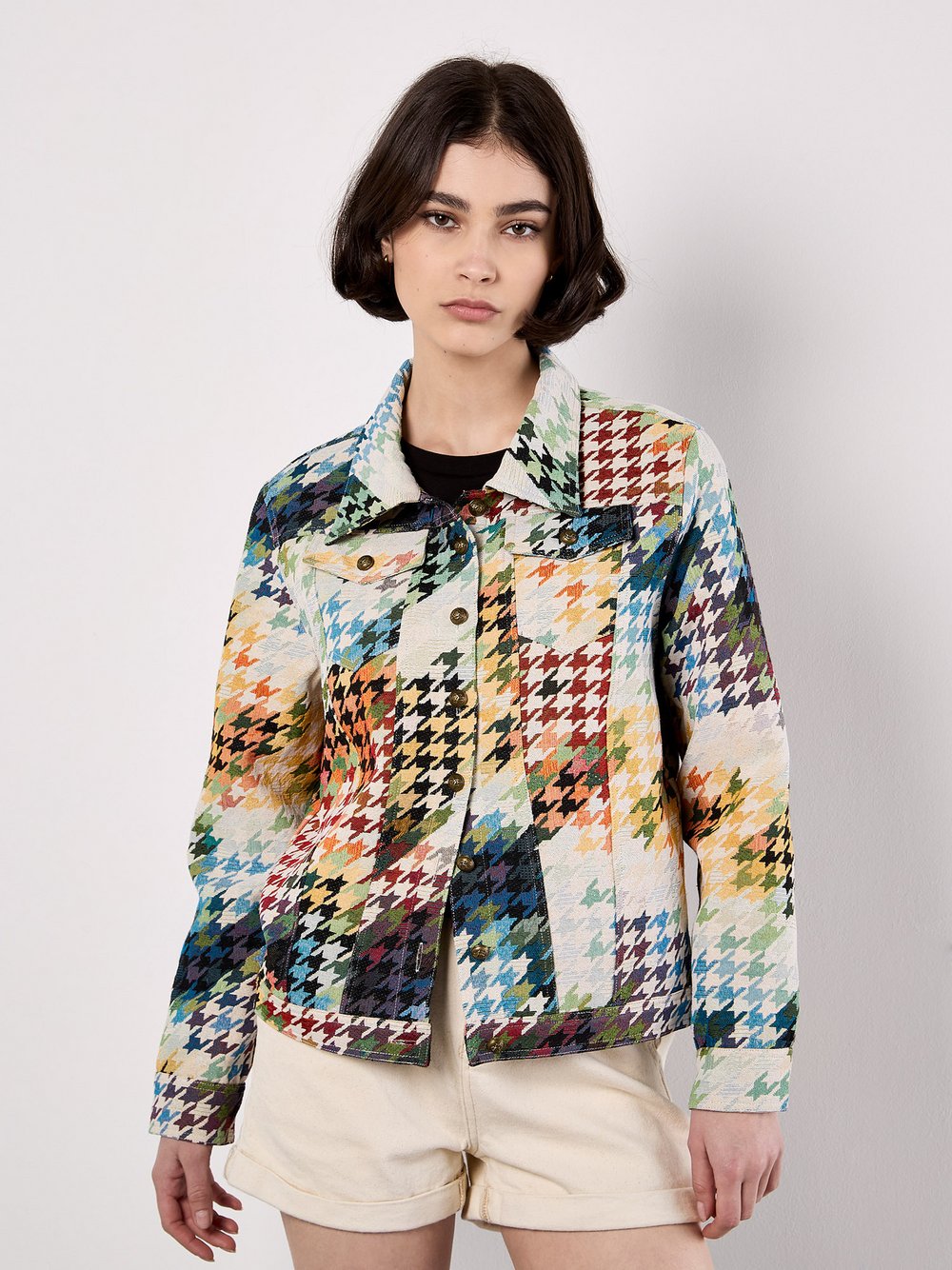 Thumbnail - Apricot Jacke Damen blau gemustert, 38