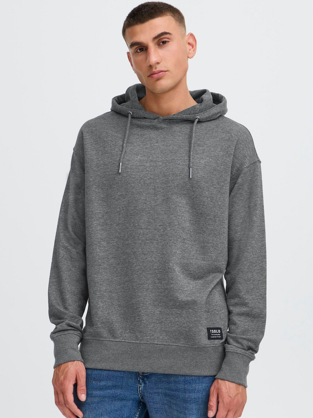 Thumbnail - Solid Kapuzenpullover Herren grau bedruckt, XXL