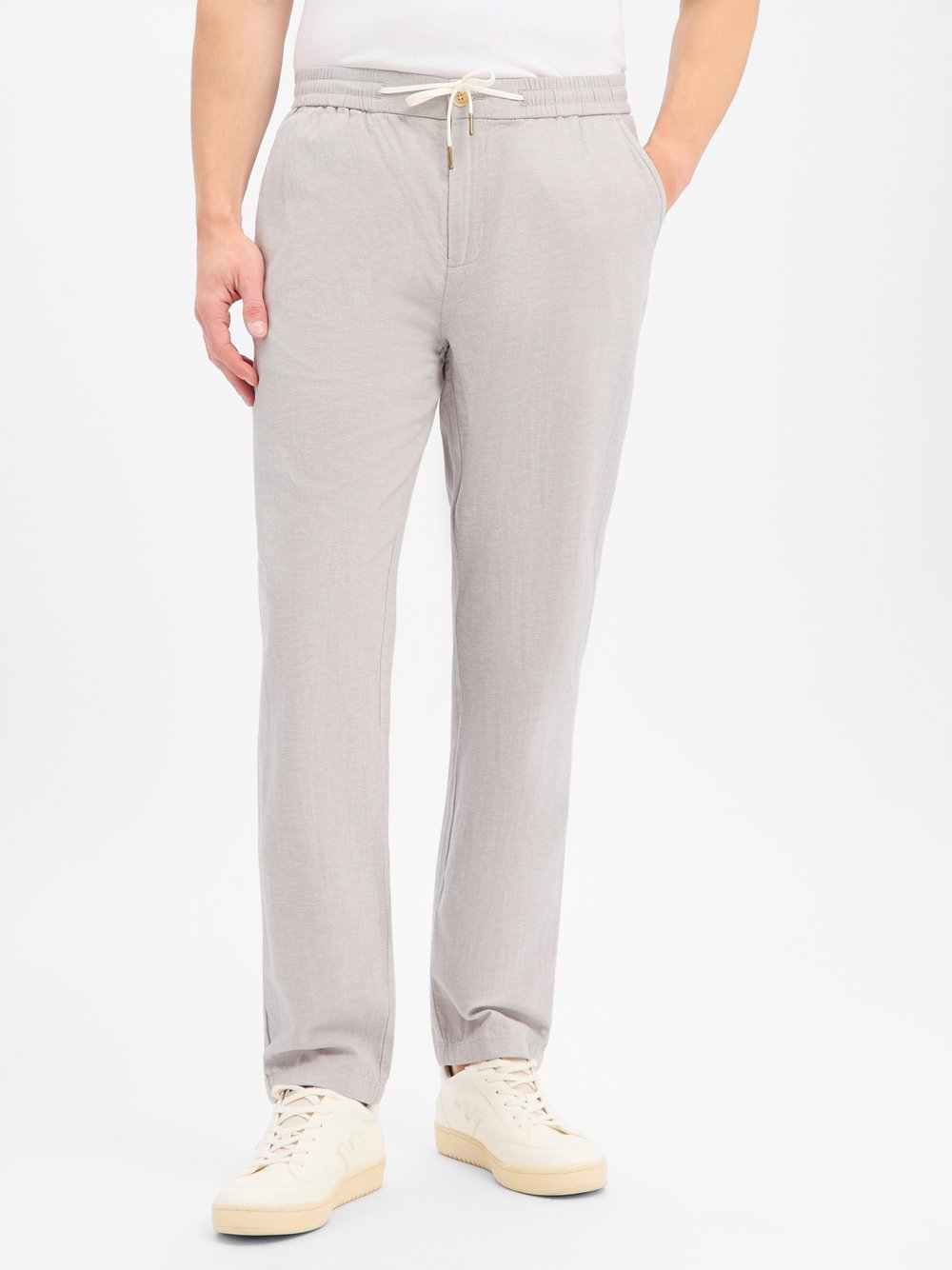 Scotch & Soda spodnie materiałowe z zawartością lnu - Warren Mężczyźni Bawełna szary, 33-30