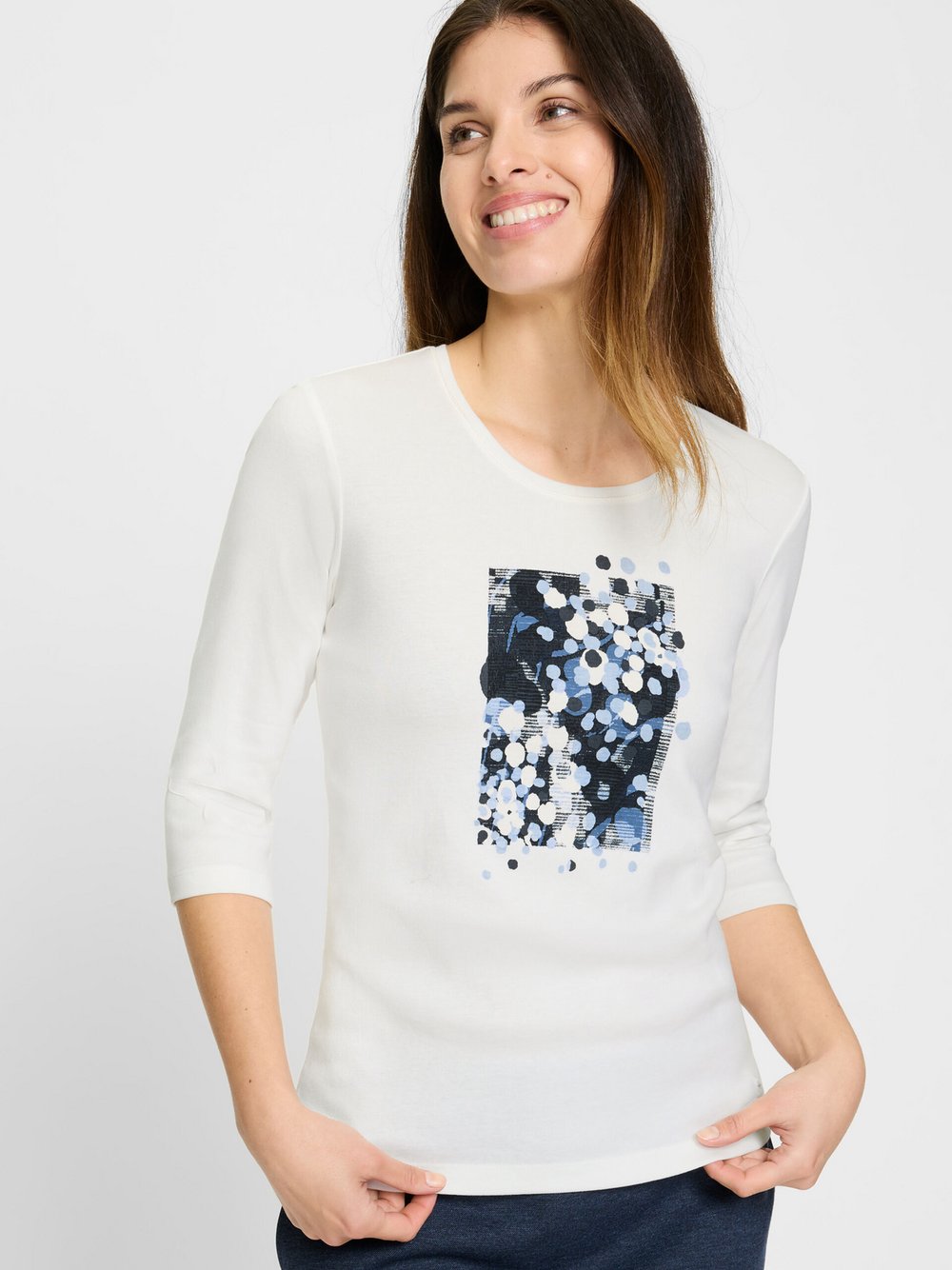 Olsen T-Shirt Damen Baumwolle weiß bedruckt, 44