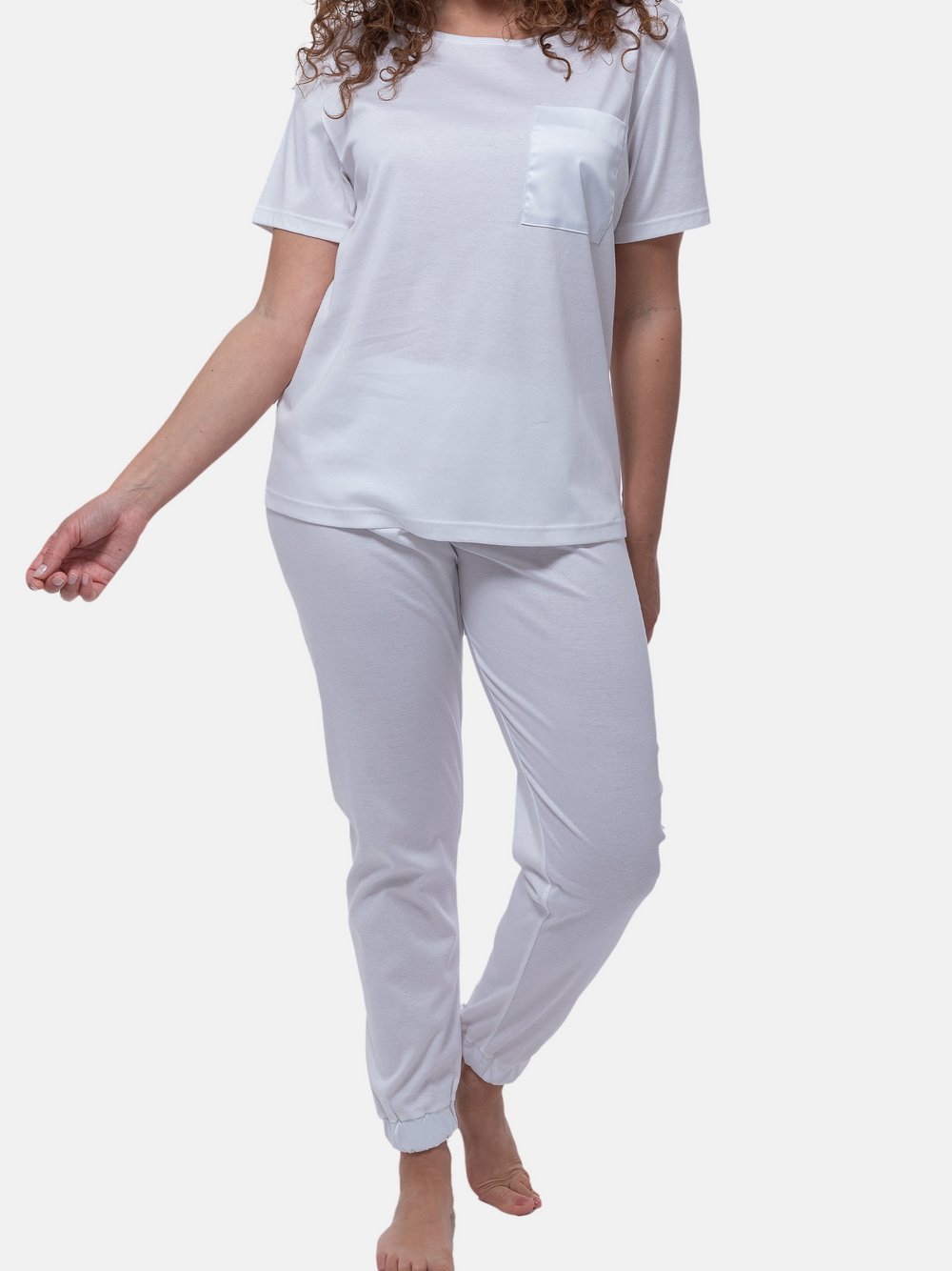 Mey Schlafanzug Damen Baumwolle weiß, 40