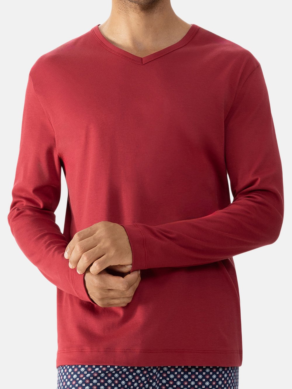 Thumbnail - Mey Schlafanzug Oberteil Herren Baumwolle rot, XL