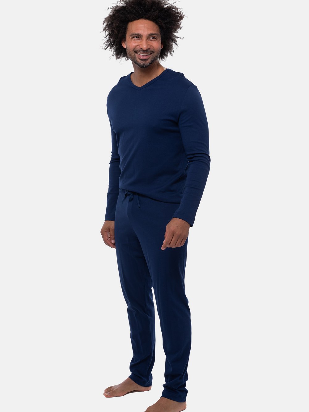 Thumbnail - Mey Schlafanzug Herren Baumwolle blau, S