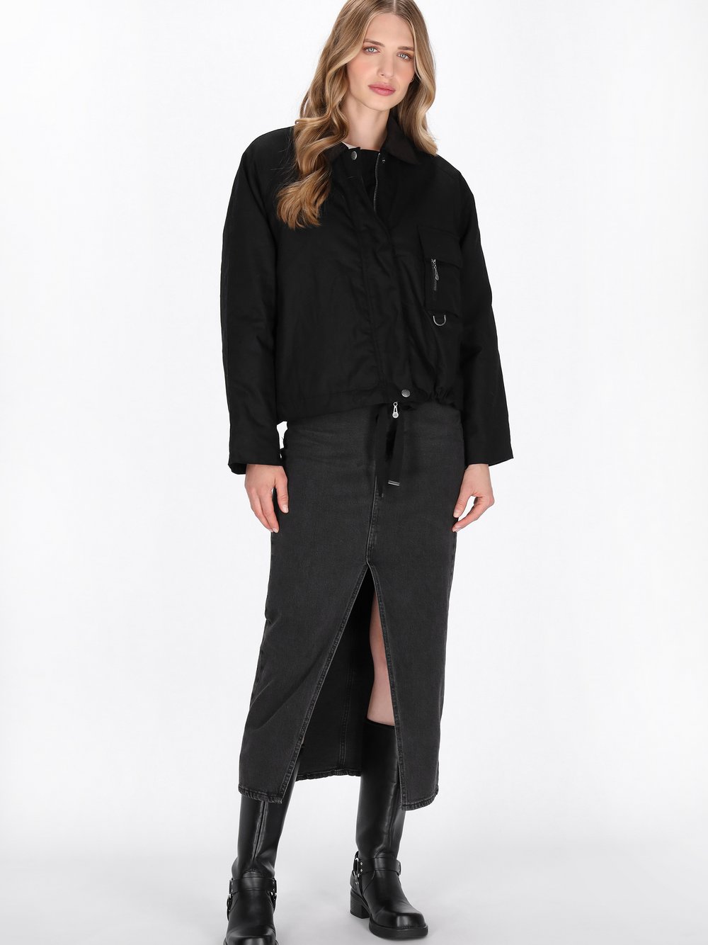 Dreimaster Jacke Damen Baumwolle schwarz, L