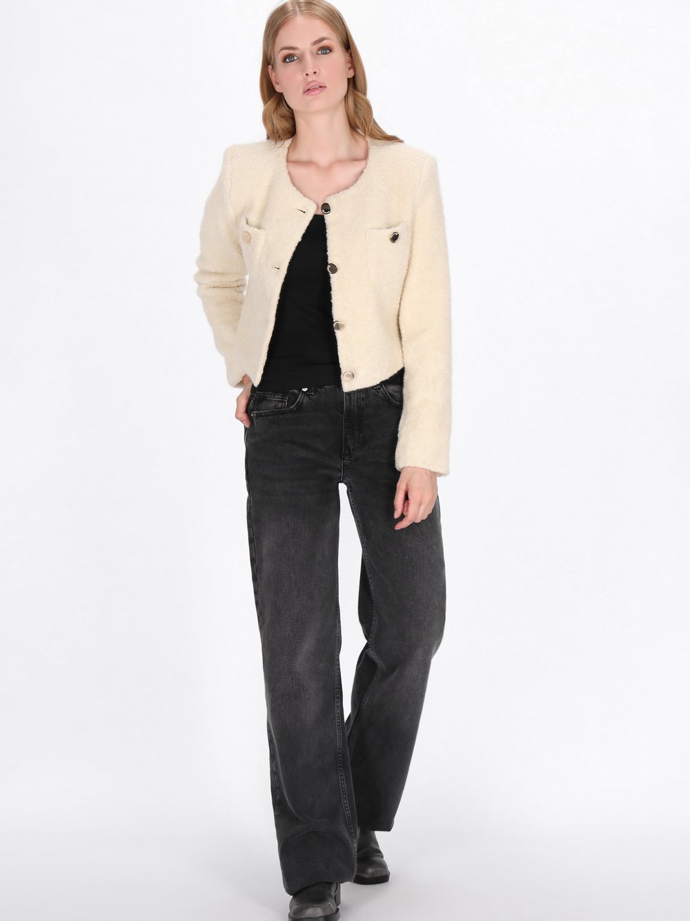 Dreimaster Blazer Damen weiß meliert, XL