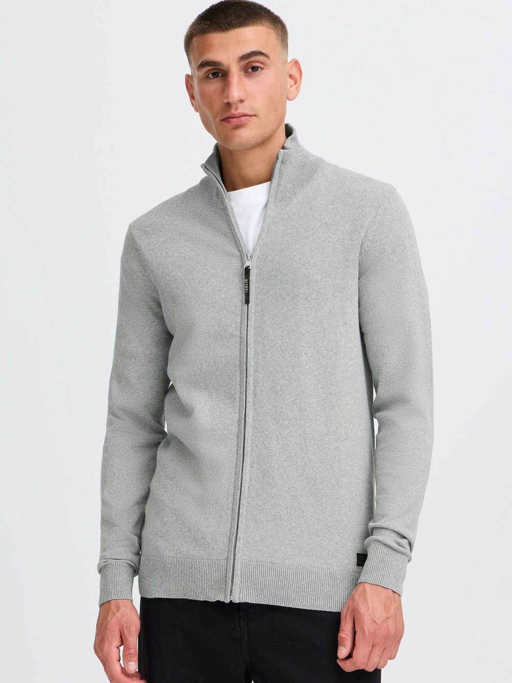 Thumbnail - Solid Strickjacke Herren Baumwolle grau, S
