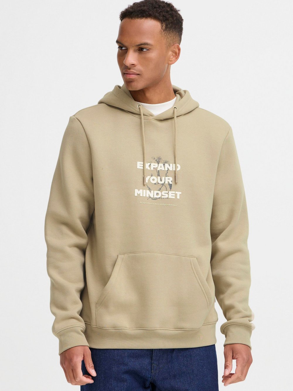 BLEND Hoodie Herren Baumwolle beige bedruckt, L